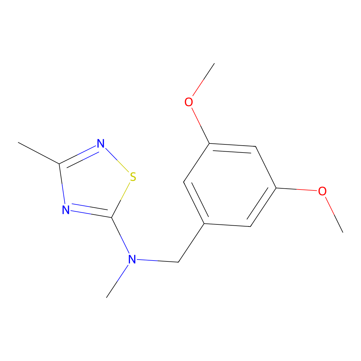 N-[(3,5-dimethoxyphenyl)methyl]-N,3-dimethyl-1,2,4-thiadiazol-5-amine molecular structure, CAS 3030768-34-1