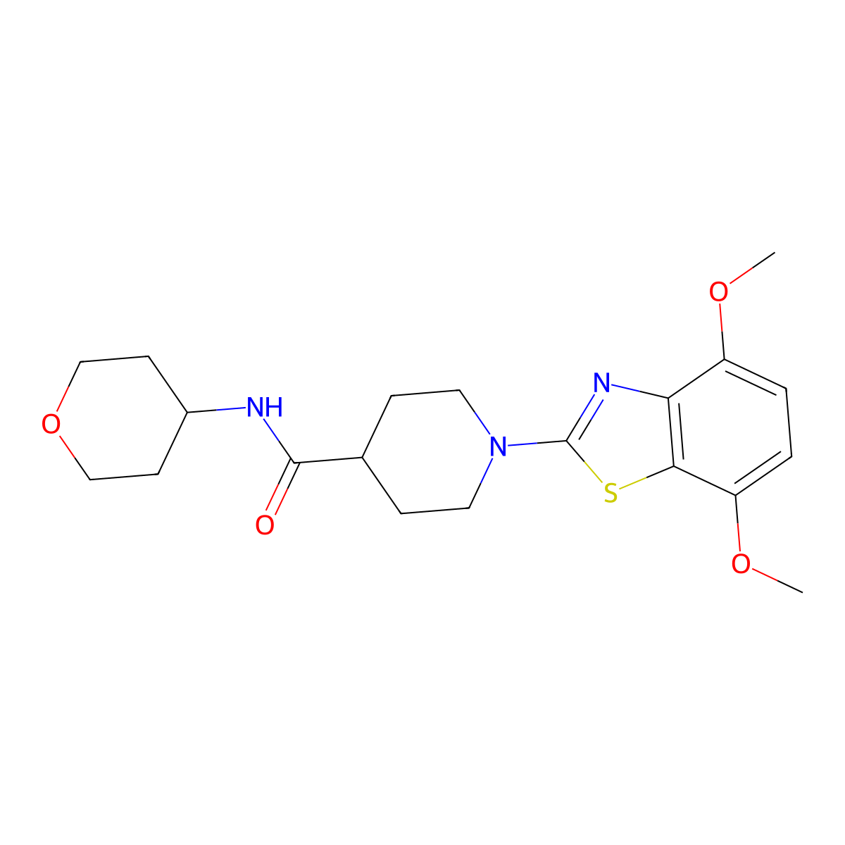 1-(4,7-dimethoxy-1,3-benzothiazol-2-yl)-N-(oxan-4-yl)piperidine-4-carboxamide molecular structure, CAS 3030768-37-4