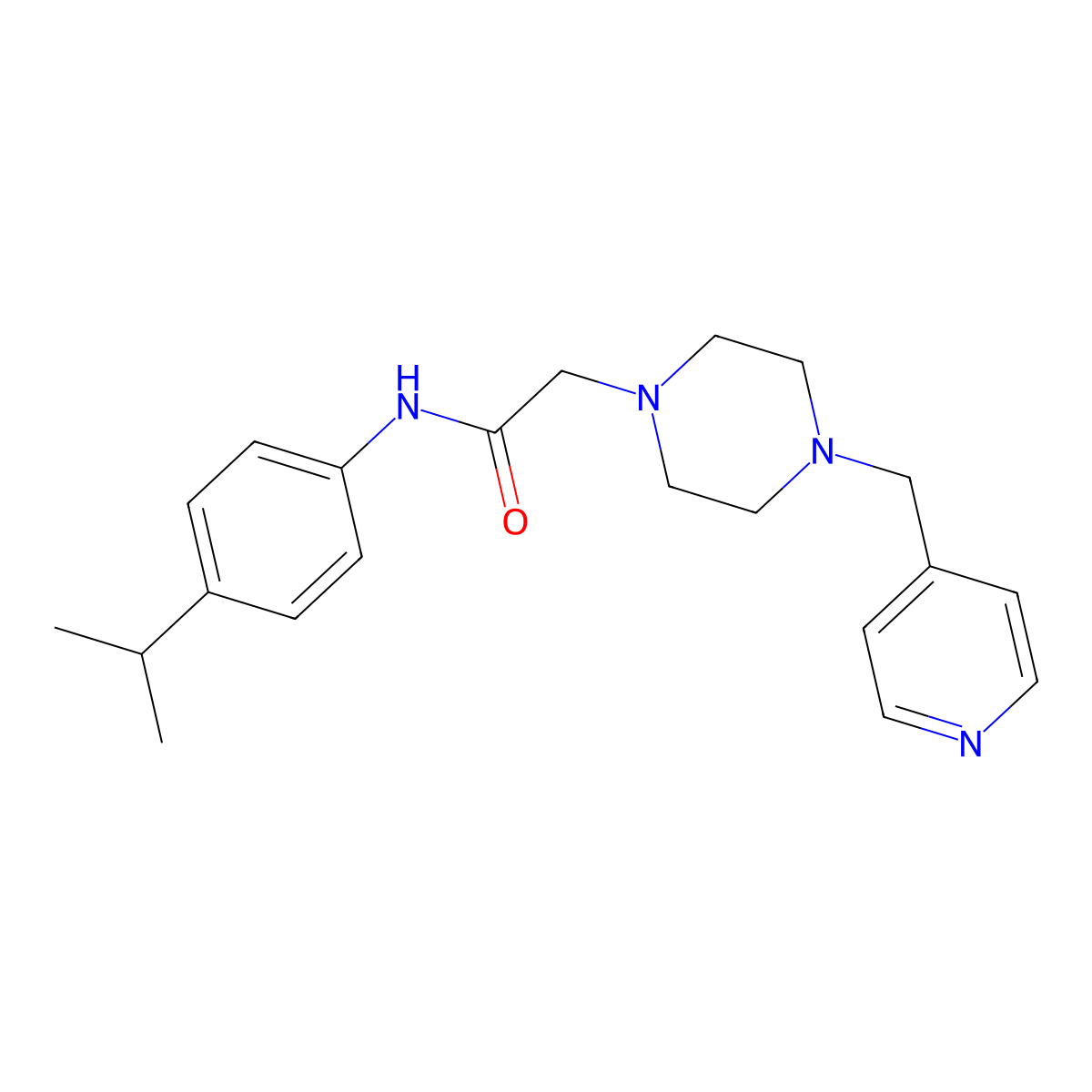 N-(4-propan-2-ylphenyl)-2-[4-(pyridin-4-ylmethyl)piperazin-1-yl]acetamide molecular structure, CAS 3030768-48-7