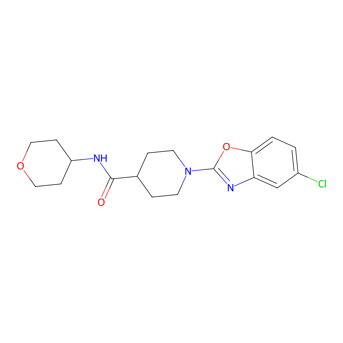 1-(5-chloro-1,3-benzoxazol-2-yl)-N-(oxan-4-yl)piperidine-4-carboxamide molecular structure, CAS 3030768-57-8