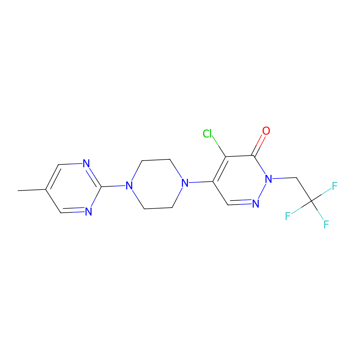 4-Chloro-5-[4-(5-methylpyrimidin-2-yl)piperazin-1-yl]-2-(2,2,2-trifluoroethyl)pyridazin-3-one molecular structure, CAS 3030768-68-1