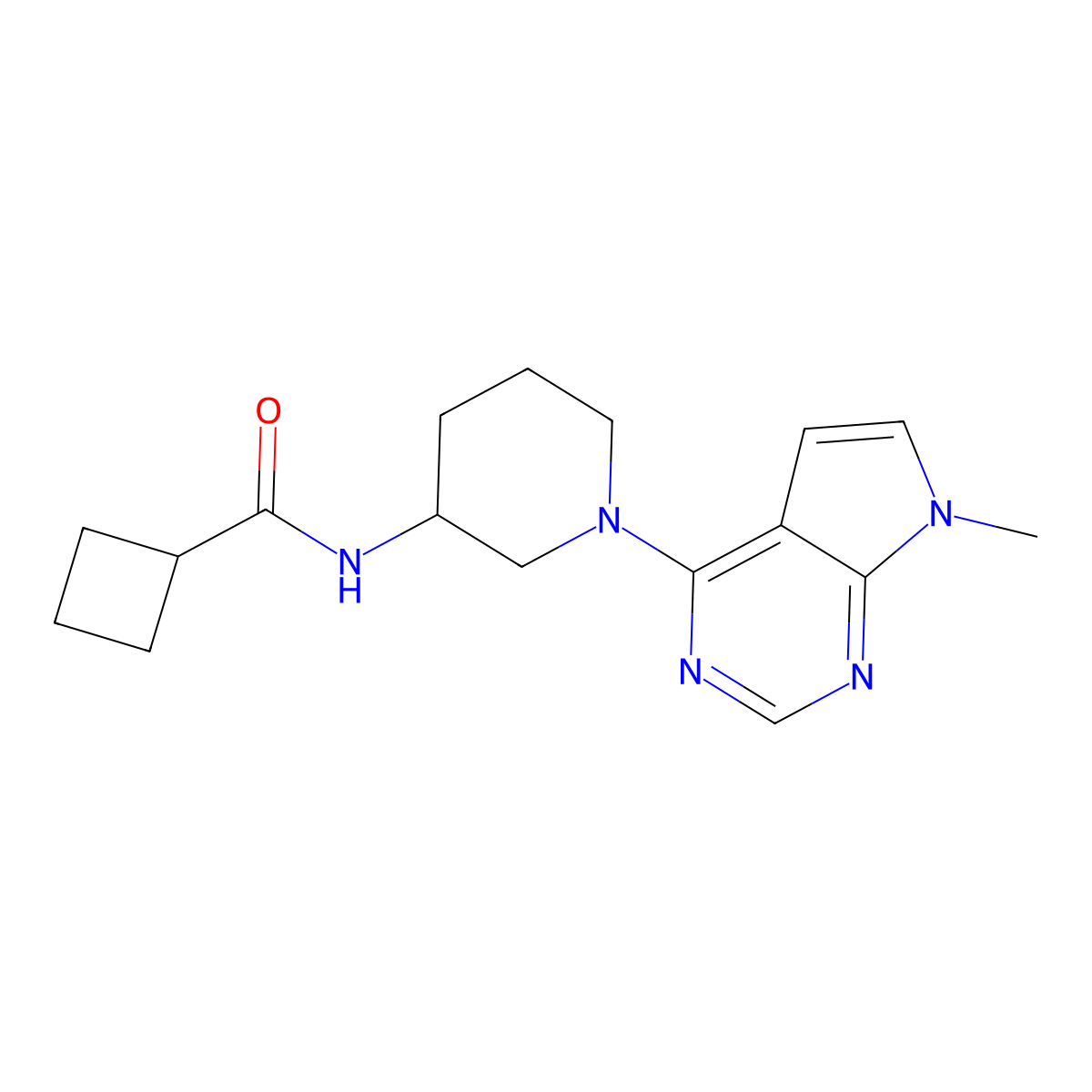N-[1-(7-methylpyrrolo[2,3-d]pyrimidin-4-yl)piperidin-3-yl]cyclobutanecarboxamide molecular structure, CAS 3030768-77-2