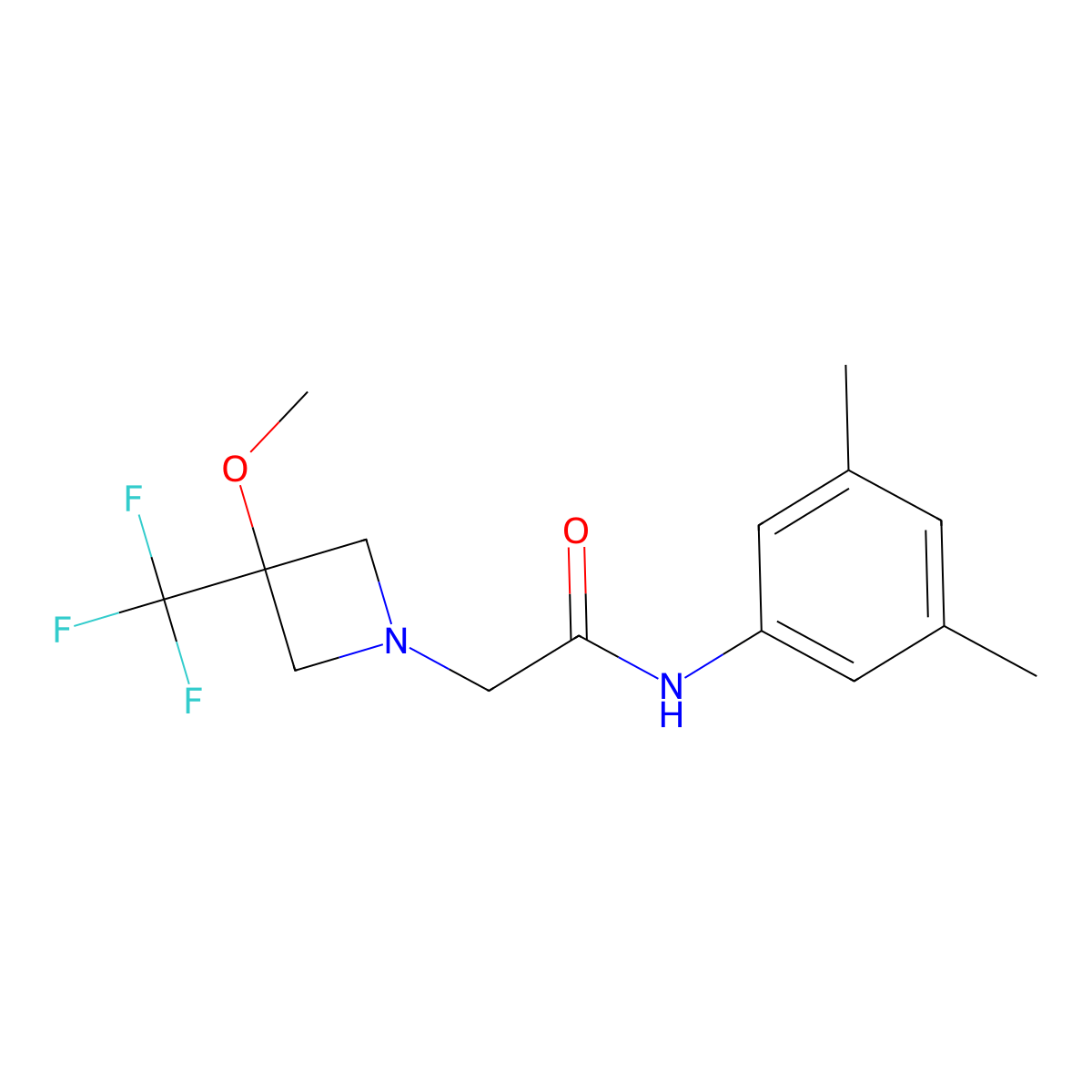 N-(3,5-dimethylphenyl)-2-[3-methoxy-3-(trifluoromethyl)azetidin-1-yl]acetamide molecular structure, CAS 3030768-78-3