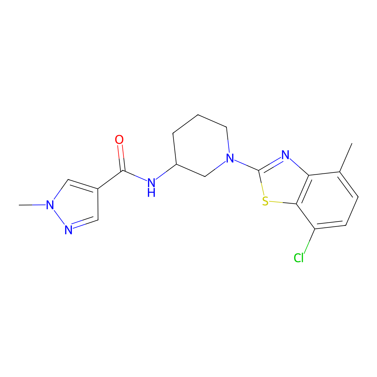 N-[1-(7-chloro-4-methyl-1,3-benzothiazol-2-yl)piperidin-3-yl]-1-methyl-1H-pyrazole-4-carboxamide molecular structure, CAS 3030768-80-7