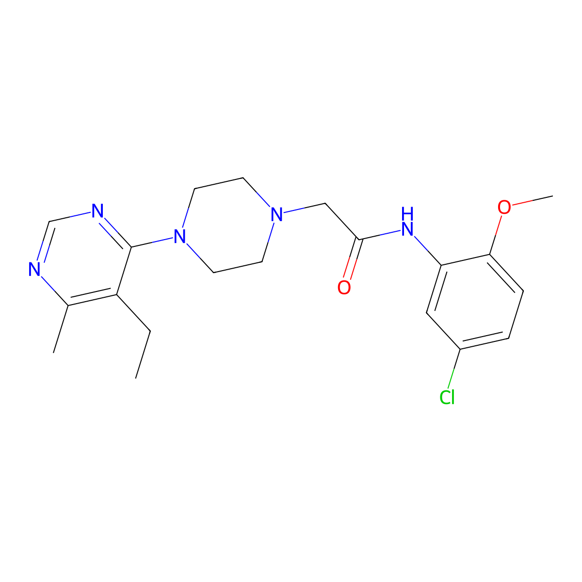 N-(5-chloro-2-methoxyphenyl)-2-[4-(5-ethyl-6-methylpyrimidin-4-yl)piperazin-1-yl]acetamide molecular structure, CAS 3030768-83-0