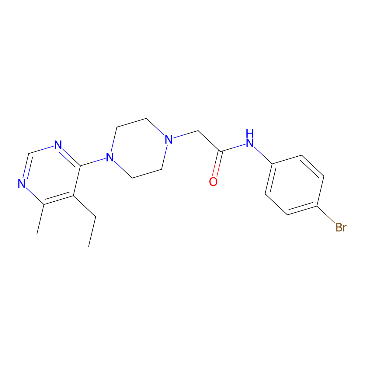 N-(4-bromophenyl)-2-[4-(5-ethyl-6-methylpyrimidin-4-yl)piperazin-1-yl]acetamide molecular structure, CAS 3030768-86-3