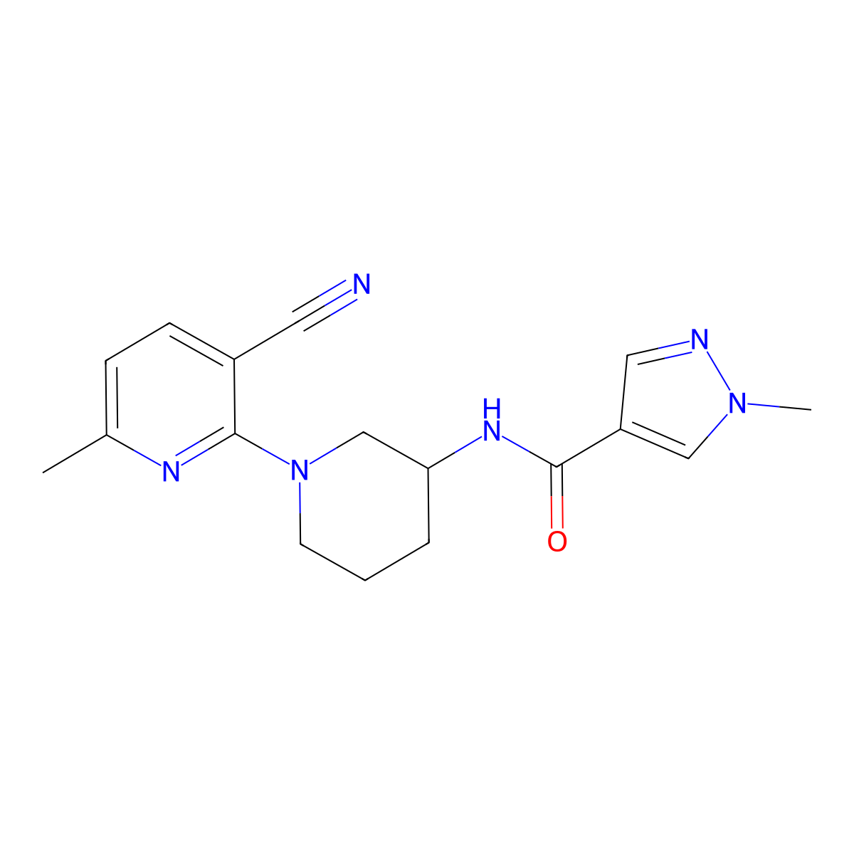 N-[1-(3-cyano-6-methylpyridin-2-yl)piperidin-3-yl]-1-methyl-1H-pyrazole-4-carboxamide molecular structure, CAS 3030768-88-5