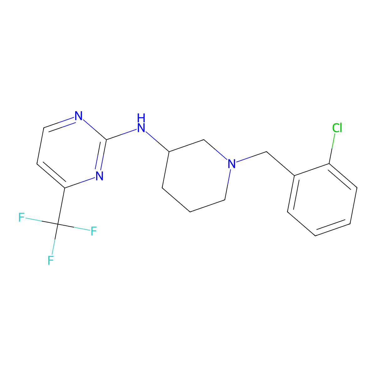 N-{1-[(2-chlorophenyl)methyl]piperidin-3-yl}-4-(trifluoromethyl)pyrimidin-2-amine molecular structure, CAS 3030777-43-3