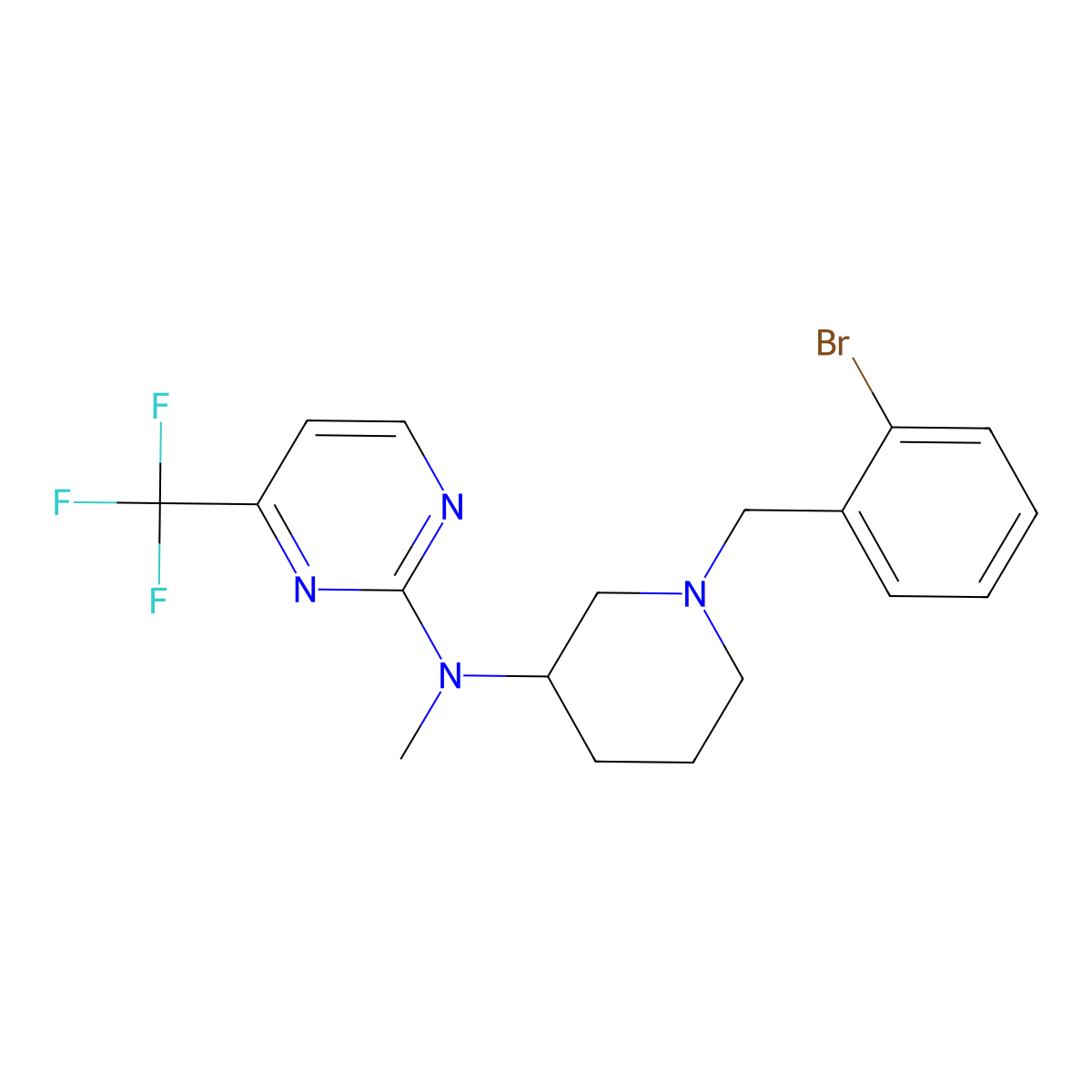 N-{1-[(2-bromophenyl)methyl]piperidin-3-yl}-N-methyl-4-(trifluoromethyl)pyrimidin-2-amine molecular structure, CAS 3030777-45-5