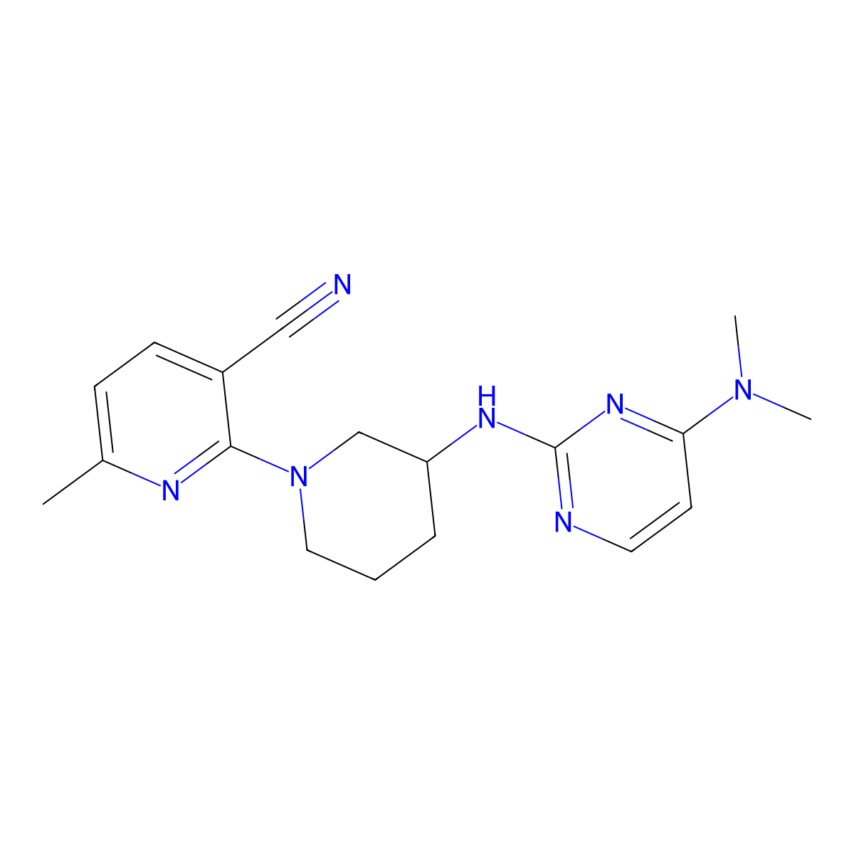 2-(3-{[4-(Dimethylamino)pyrimidin-2-yl]amino}piperidin-1-yl)-6-methylpyridine-3-carbonitrile molecular structure, CAS 3030777-48-8