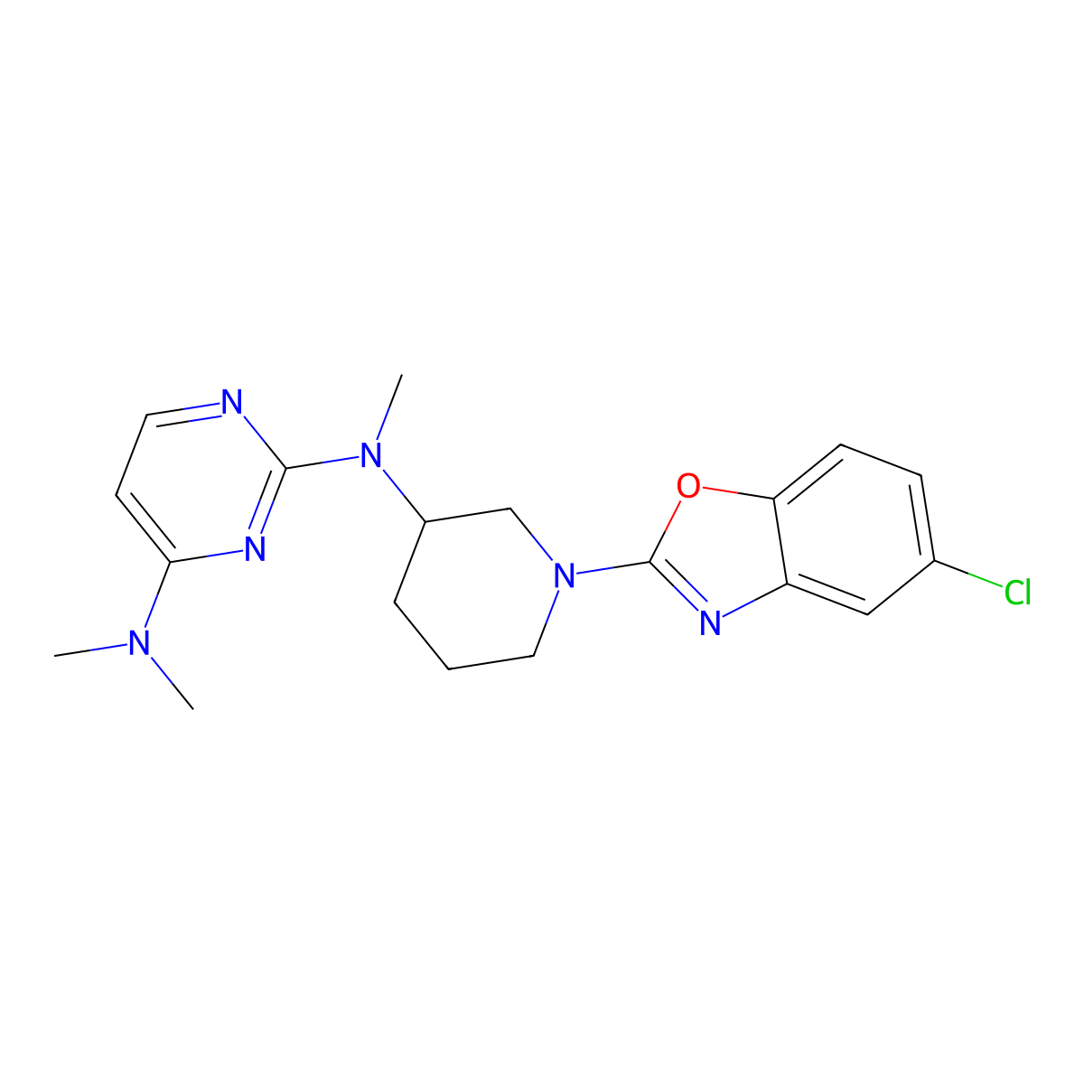 N2-[1-(5-chloro-1,3-benzoxazol-2-yl)piperidin-3-yl]-N2,N4,N4-trimethylpyrimidine-2,4-diamine molecular structure, CAS 3030777-53-5