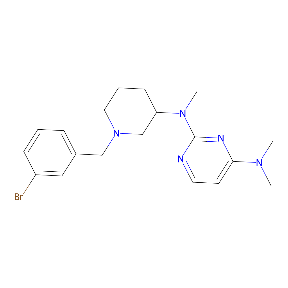2-N-[1-[(3-bromophenyl)methyl]piperidin-3-yl]-2-N,4-N,4-N-trimethylpyrimidine-2,4-diamine molecular structure, CAS 3030777-54-6
