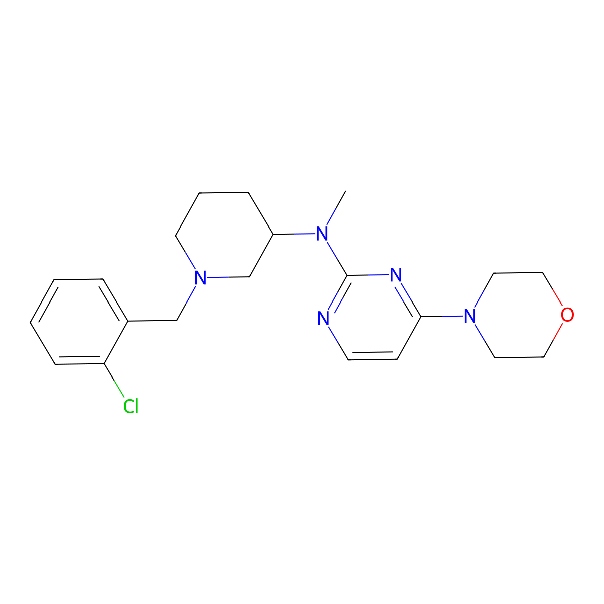 N-{1-[(2-chlorophenyl)methyl]piperidin-3-yl}-N-methyl-4-(morpholin-4-yl)pyrimidin-2-amine molecular structure, CAS 3030777-57-9