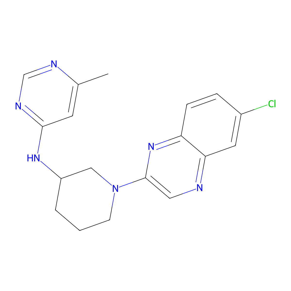 N-[1-(6-chloroquinoxalin-2-yl)piperidin-3-yl]-6-methylpyrimidin-4-amine molecular structure, CAS 3030777-63-7