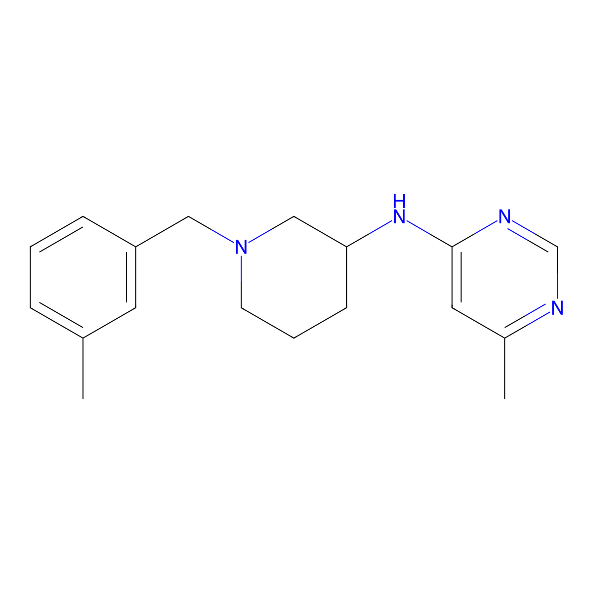 6-methyl-N-{1-[(3-methylphenyl)methyl]piperidin-3-yl}pyrimidin-4-amine molecular structure, CAS 3030777-66-0