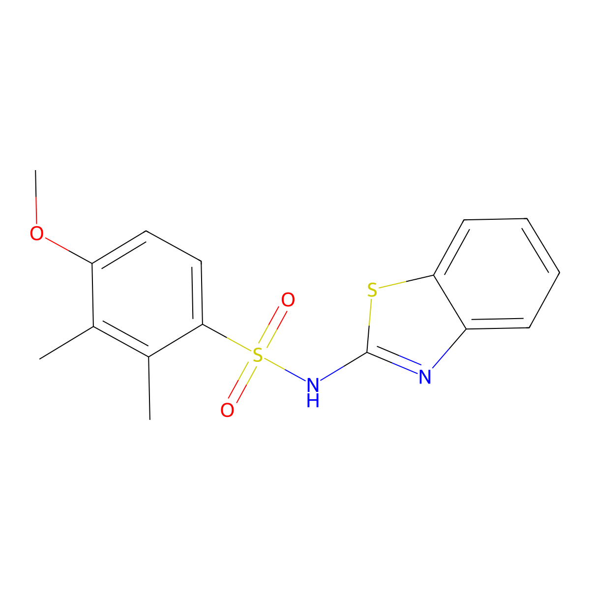N-(1,3-benzothiazol-2-yl)-4-methoxy-2,3-dimethylbenzene-1-sulfonamide molecular structure, CAS 3030777-74-0