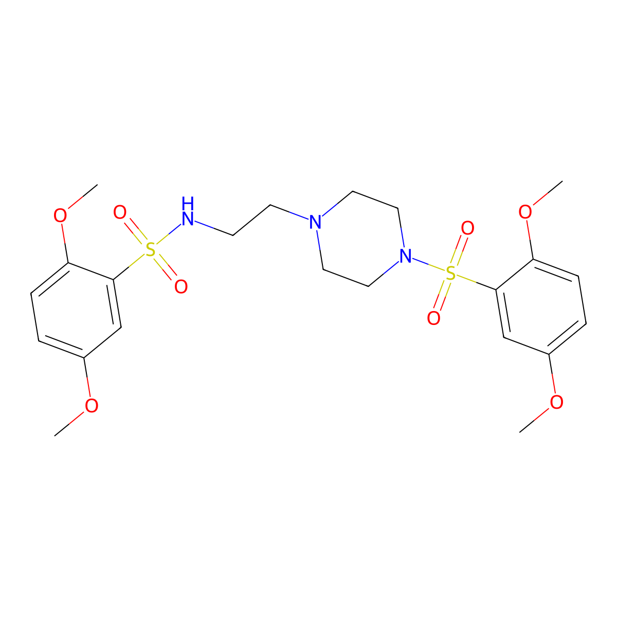 N-{2-[4-(2,5-dimethoxybenzenesulfonyl)piperazin-1-yl]ethyl}-2,5-dimethoxybenzene-1-sulfonamide molecular structure, CAS 3030777-79-5