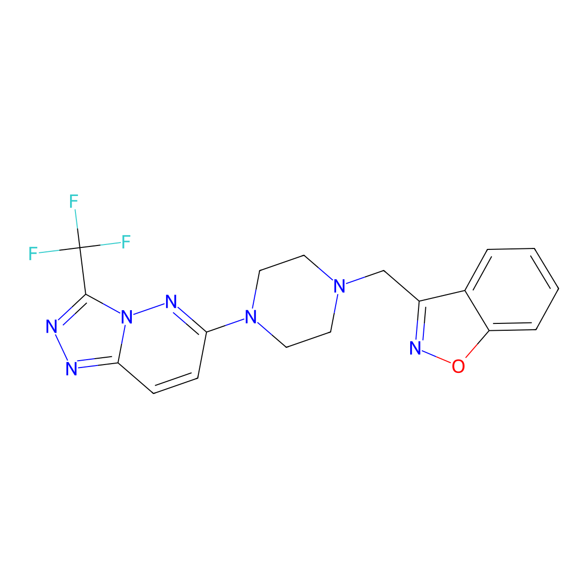 3-({4-[3-(Trifluoromethyl)-[1,2,4]triazolo[4,3-b]pyridazin-6-yl]piperazin-1-yl}methyl)-1,2-benzoxazole molecular structure, CAS 3030777-84-2