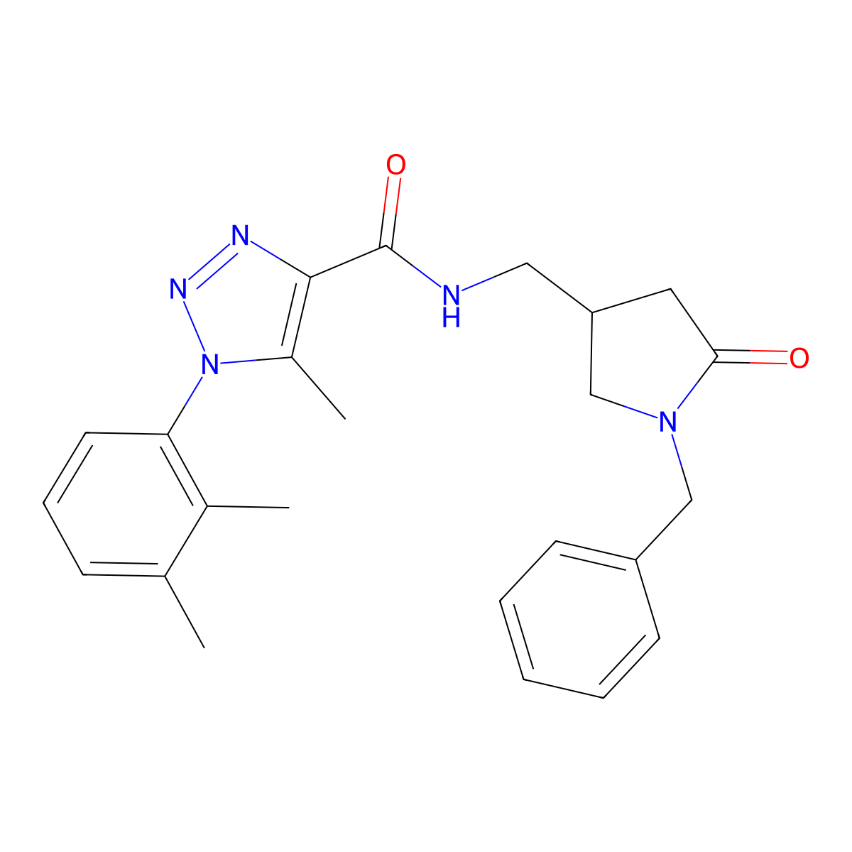 N-[(1-benzyl-5-oxopyrrolidin-3-yl)methyl]-1-(2,3-dimethylphenyl)-5-methyl-1H-1,2,3-triazole-4-carboxamide molecular structure, CAS 3030777-85-3