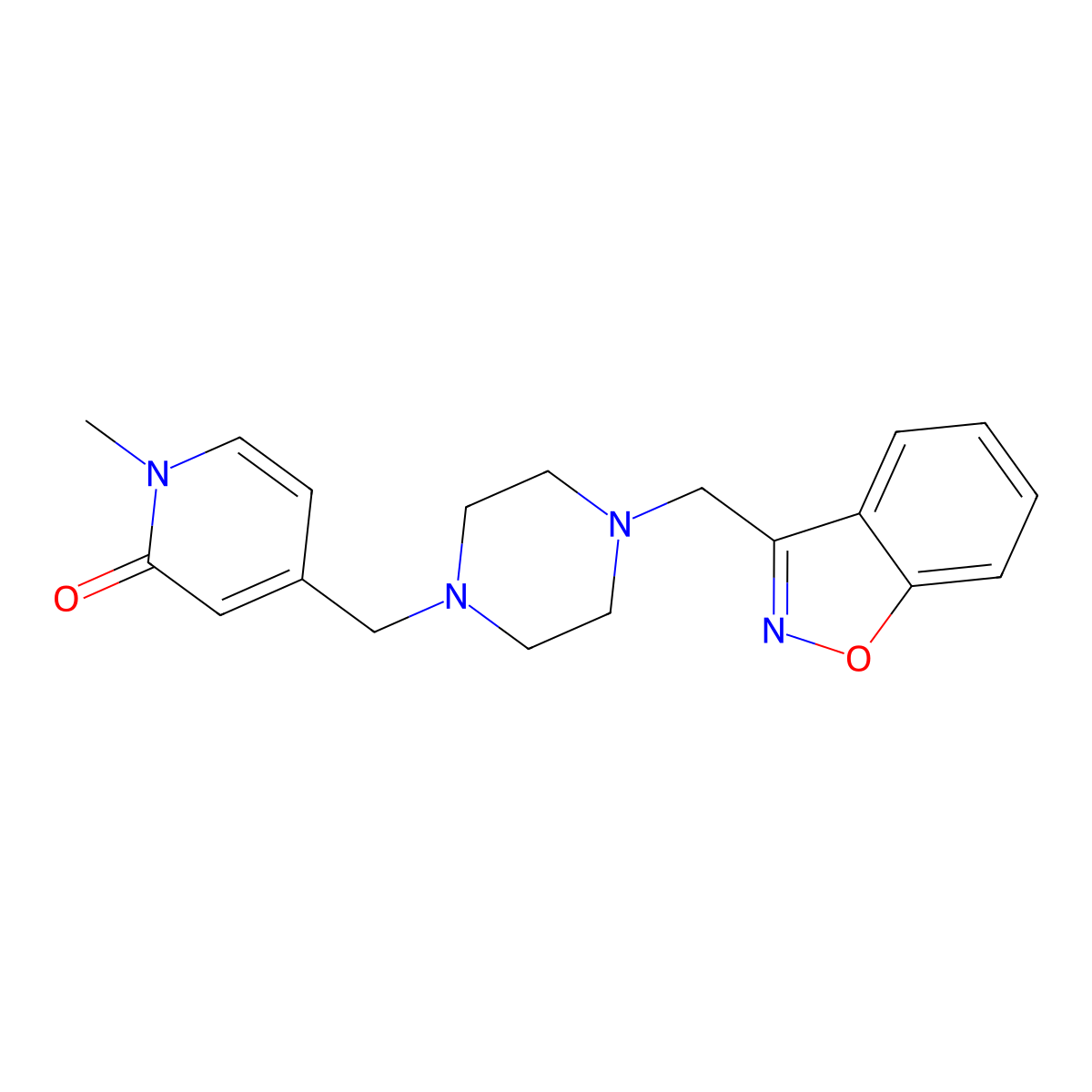 4-({4-[(1,2-Benzoxazol-3-yl)methyl]piperazin-1-yl}methyl)-1-methyl-1,2-dihydropyridin-2-one molecular structure, CAS 3030777-90-0
