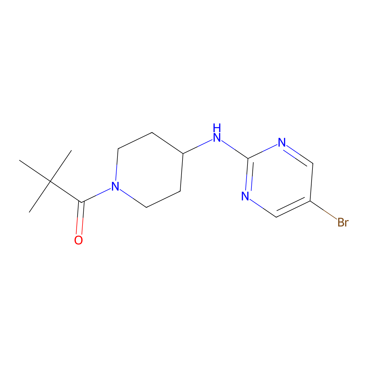 1-{4-[(5-Bromopyrimidin-2-yl)amino]piperidin-1-yl}-2,2-dimethylpropan-1-one molecular structure, CAS 3030778-07-2