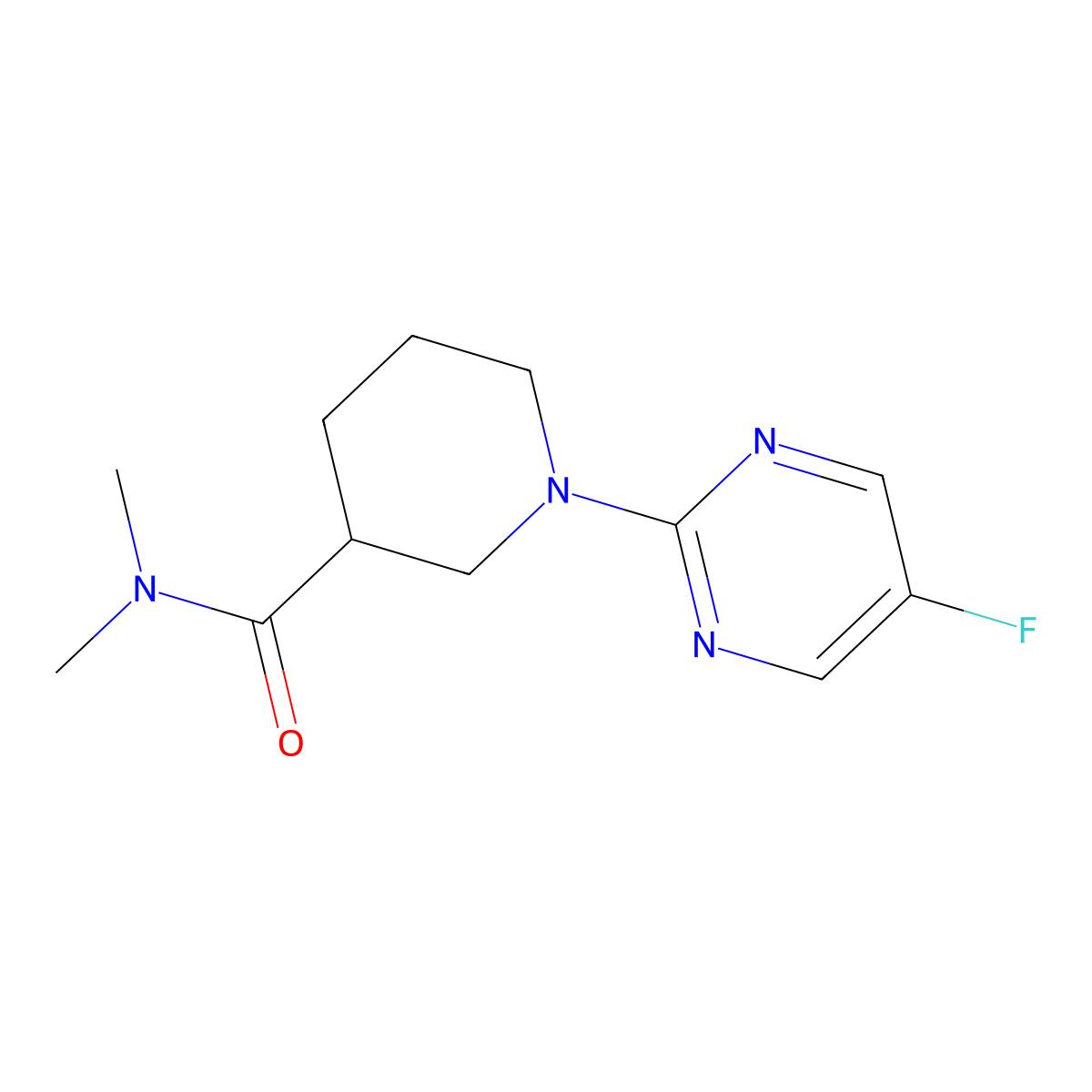 1-(5-fluoropyrimidin-2-yl)-N,N-dimethylpiperidine-3-carboxamide molecular structure, CAS 3030778-11-8
