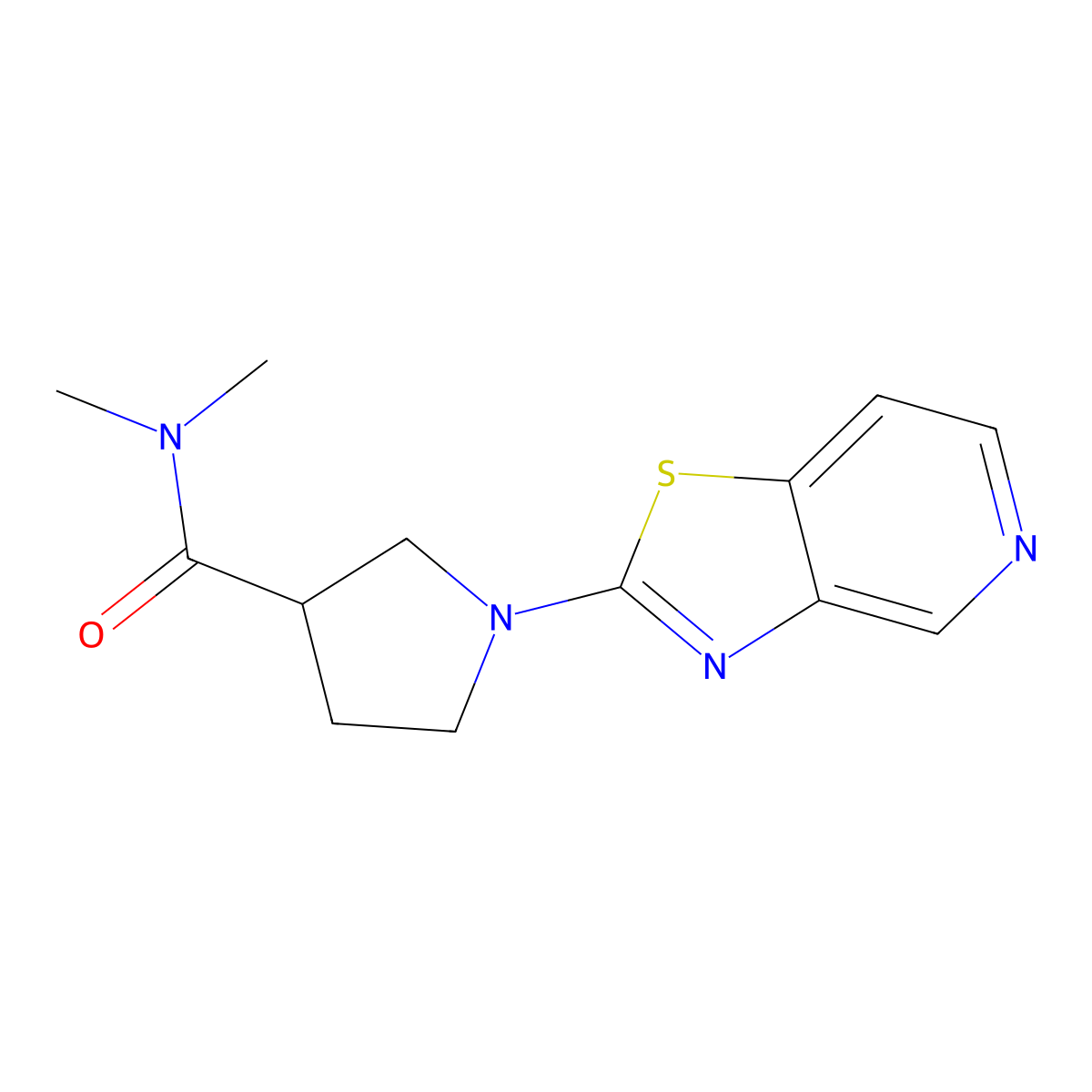 N,N-dimethyl-1-{[1,3]thiazolo[4,5-c]pyridin-2-yl}pyrrolidine-3-carboxamide molecular structure, CAS 3030778-16-3