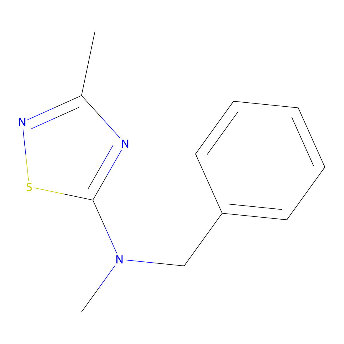 N-benzyl-N,3-dimethyl-1,2,4-thiadiazol-5-amine molecular structure, CAS 3030778-27-6