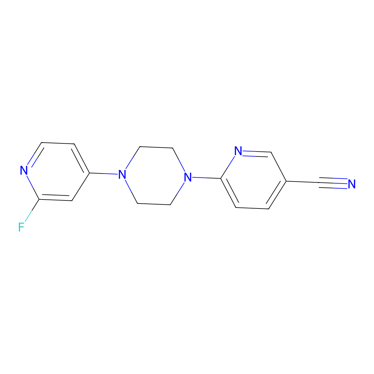 6-[4-(2-Fluoropyridin-4-yl)piperazin-1-yl]pyridine-3-carbonitrile molecular structure, CAS 3030778-32-3