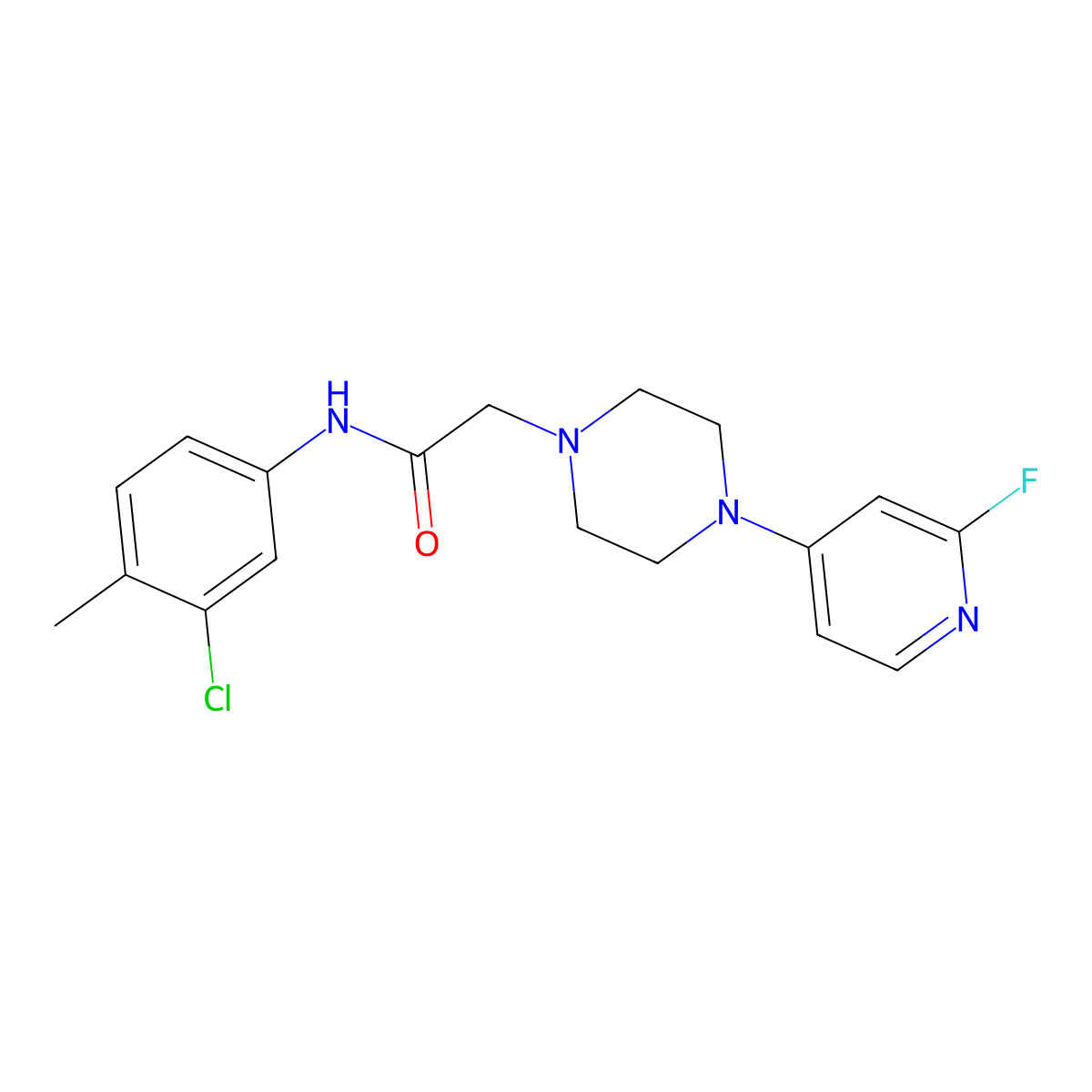 N-(3-chloro-4-methylphenyl)-2-[4-(2-fluoropyridin-4-yl)piperazin-1-yl]acetamide molecular structure, CAS 3030778-37-8