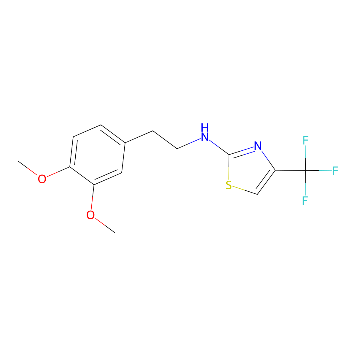 N-[2-(3,4-dimethoxyphenyl)ethyl]-4-(trifluoromethyl)-1,3-thiazol-2-amine molecular structure, CAS 3030778-38-9