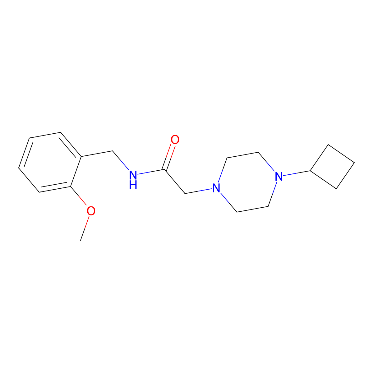 2-(4-cyclobutylpiperazin-1-yl)-N-[(2-methoxyphenyl)methyl]acetamide molecular structure, CAS 3030778-44-7