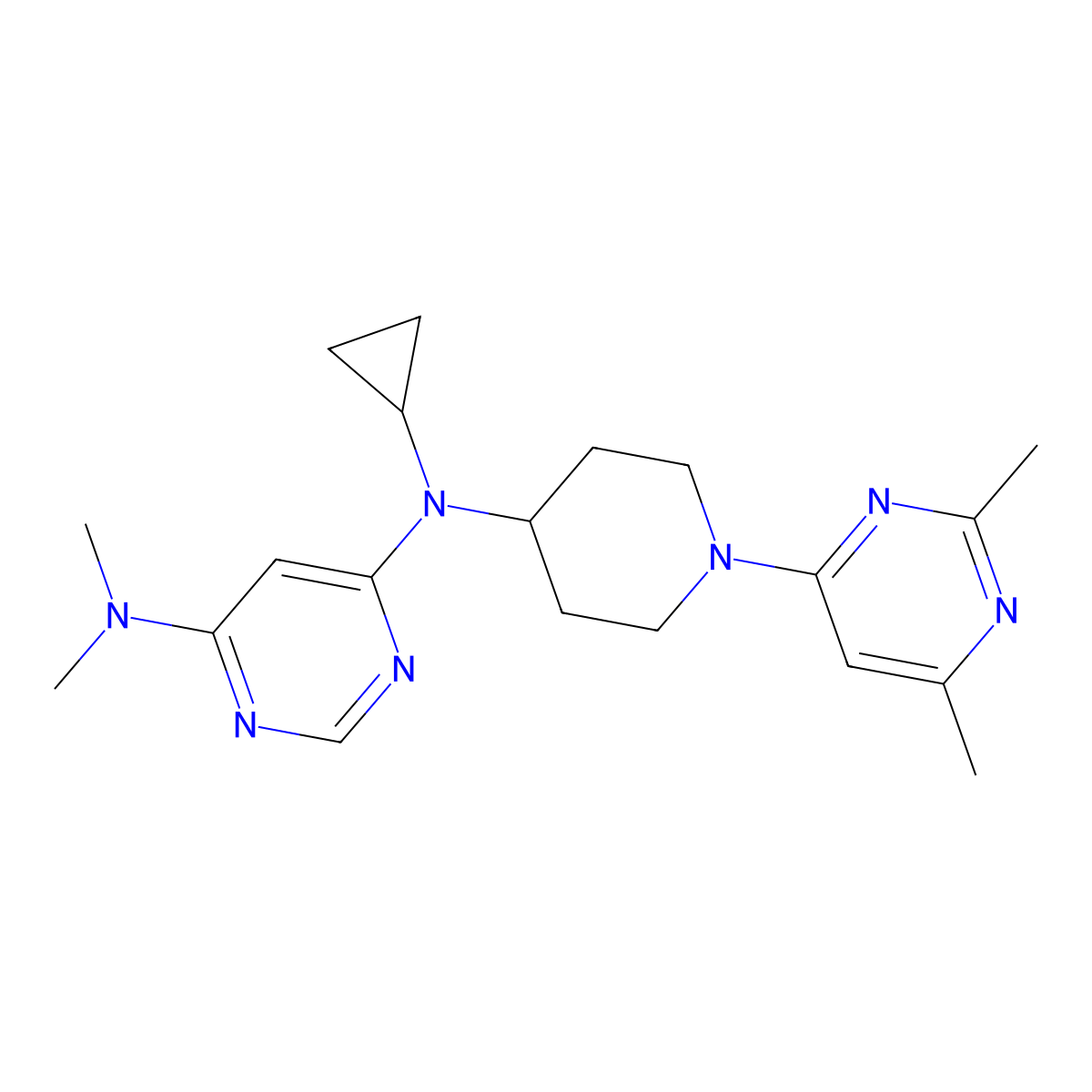 N4-cyclopropyl-N4-[1-(2,6-dimethylpyrimidin-4-yl)piperidin-4-yl]-N6,N6-dimethylpyrimidine-4,6-diamine molecular structure, CAS 3030778-48-1