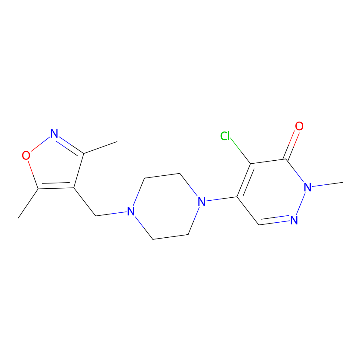 4-Chloro-5-{4-[(3,5-dimethyl-1,2-oxazol-4-yl)methyl]piperazin-1-yl}-2-methyl-2,3-dihydropyridazin-3-one molecular structure, CAS 3030778-52-7