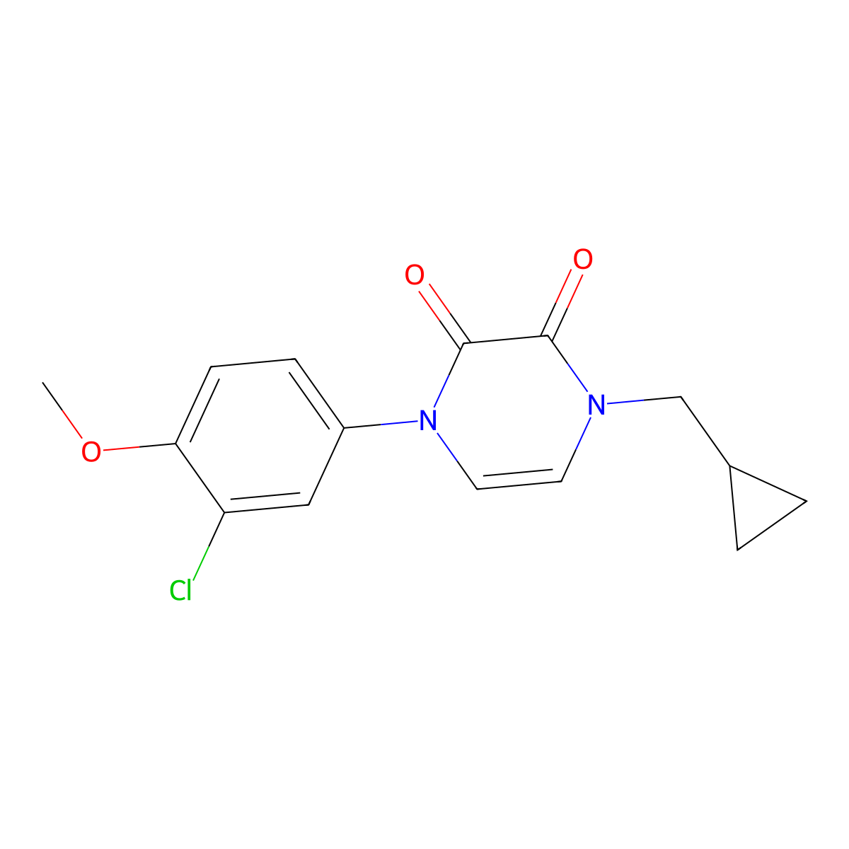 1-(3-Chloro-4-methoxyphenyl)-4-(cyclopropylmethyl)-1,2,3,4-tetrahydropyrazine-2,3-dione molecular structure, CAS 3030778-57-2