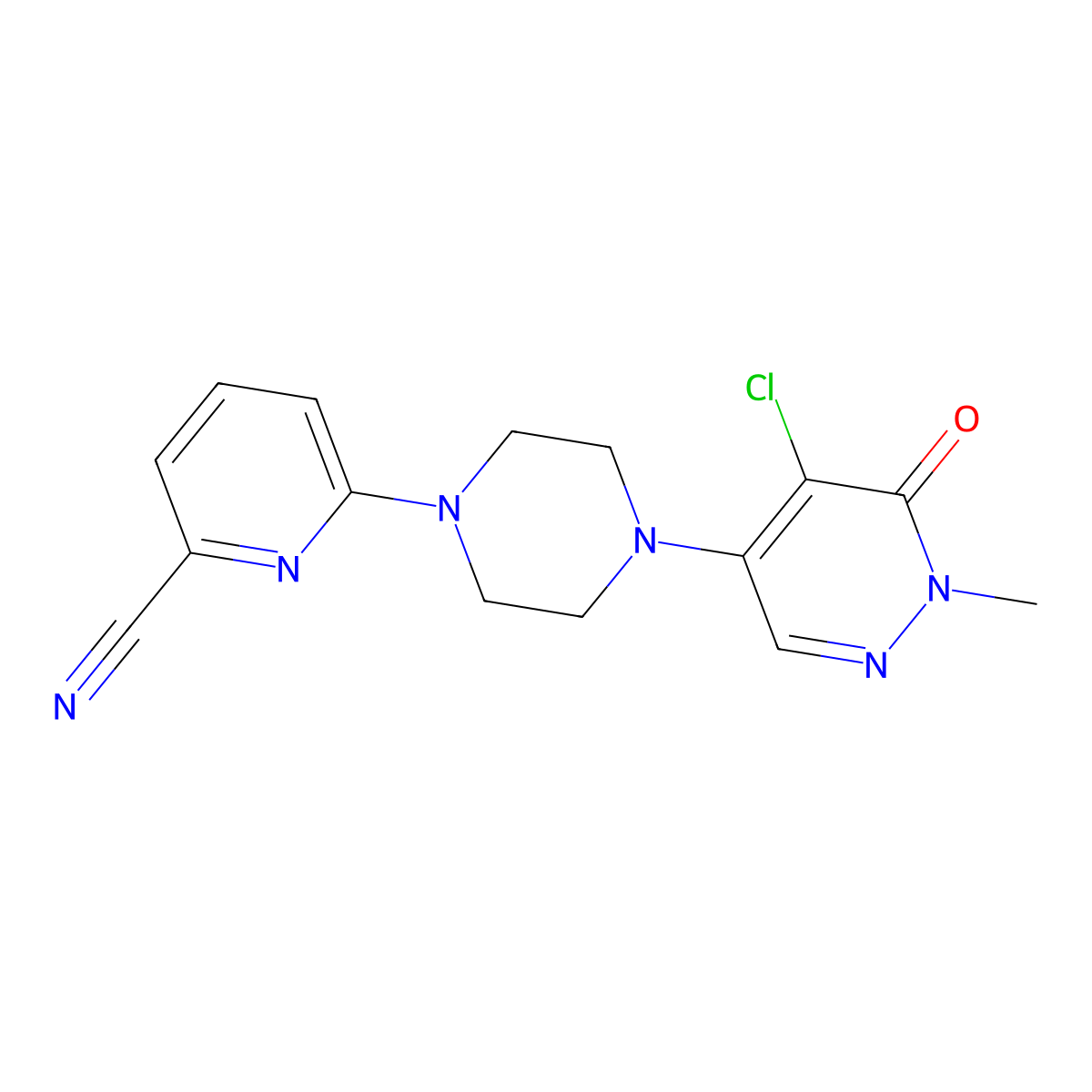 6-[4-(5-Chloro-1-methyl-6-oxo-1,6-dihydropyridazin-4-yl)piperazin-1-yl]pyridine-2-carbonitrile molecular structure, CAS 3030778-59-4