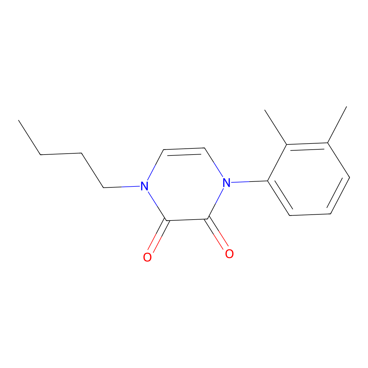 1-Butyl-4-(2,3-dimethylphenyl)-1,2,3,4-tetrahydropyrazine-2,3-dione molecular structure, CAS 3030778-60-7