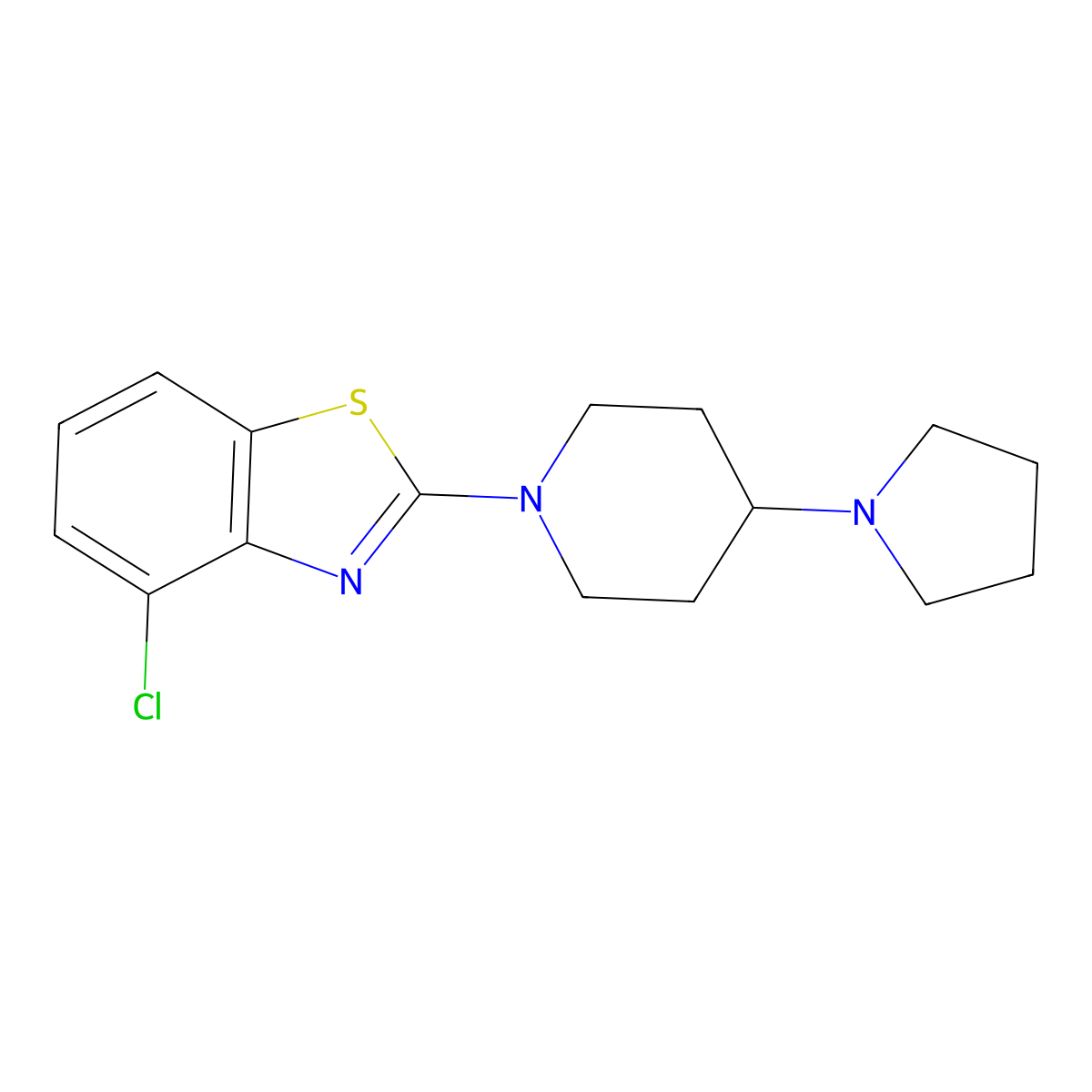 4-Chloro-2-[4-(pyrrolidin-1-yl)piperidin-1-yl]-1,3-benzothiazole molecular structure, CAS 3030778-64-1