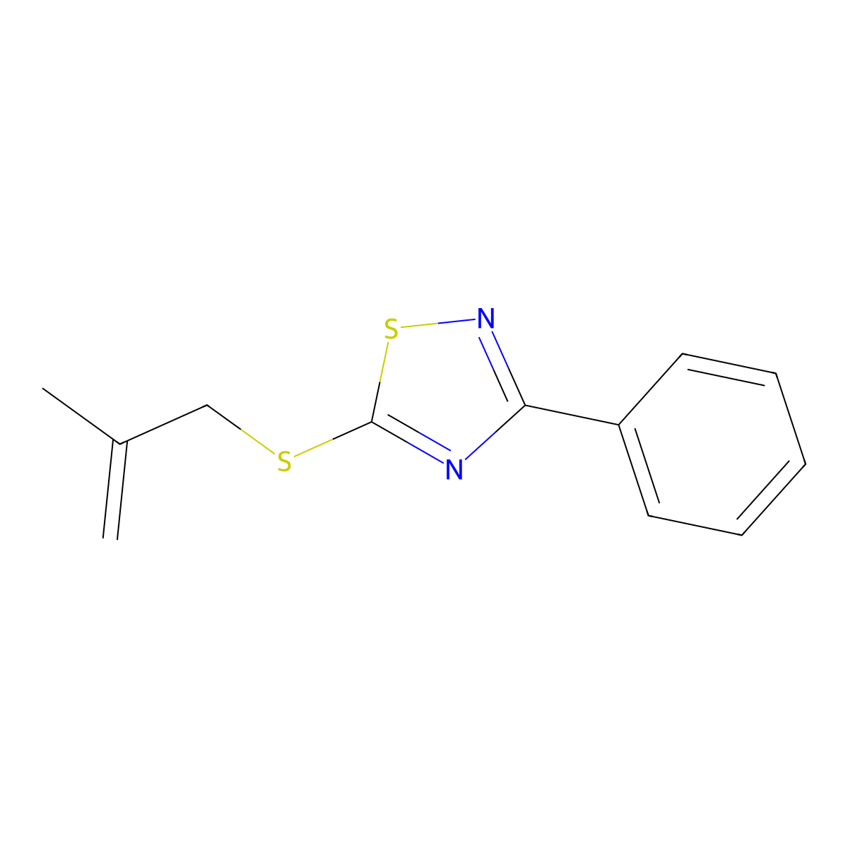 5-[(2-Methylprop-2-en-1-yl)sulfanyl]-3-phenyl-1,2,4-thiadiazole molecular structure, CAS 3030778-66-3