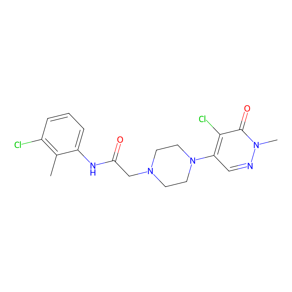 2-[4-(5-chloro-1-methyl-6-oxo-1,6-dihydropyridazin-4-yl)piperazin-1-yl]-N-(3-chloro-2-methylphenyl)acetamide molecular structure, CAS 3030778-68-5