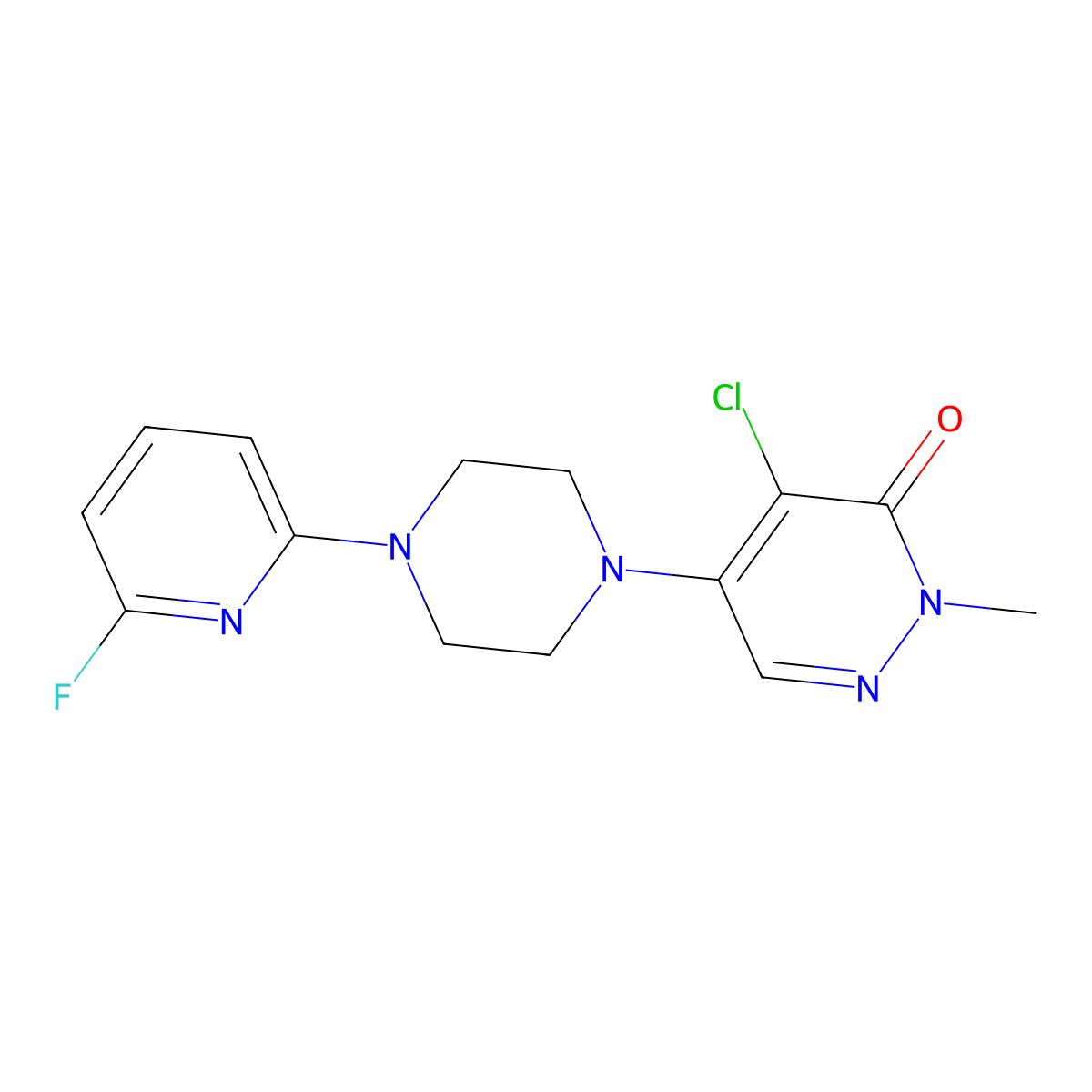 4-Chloro-5-[4-(6-fluoropyridin-2-yl)piperazin-1-yl]-2-methylpyridazin-3-one molecular structure, CAS 3030778-73-2