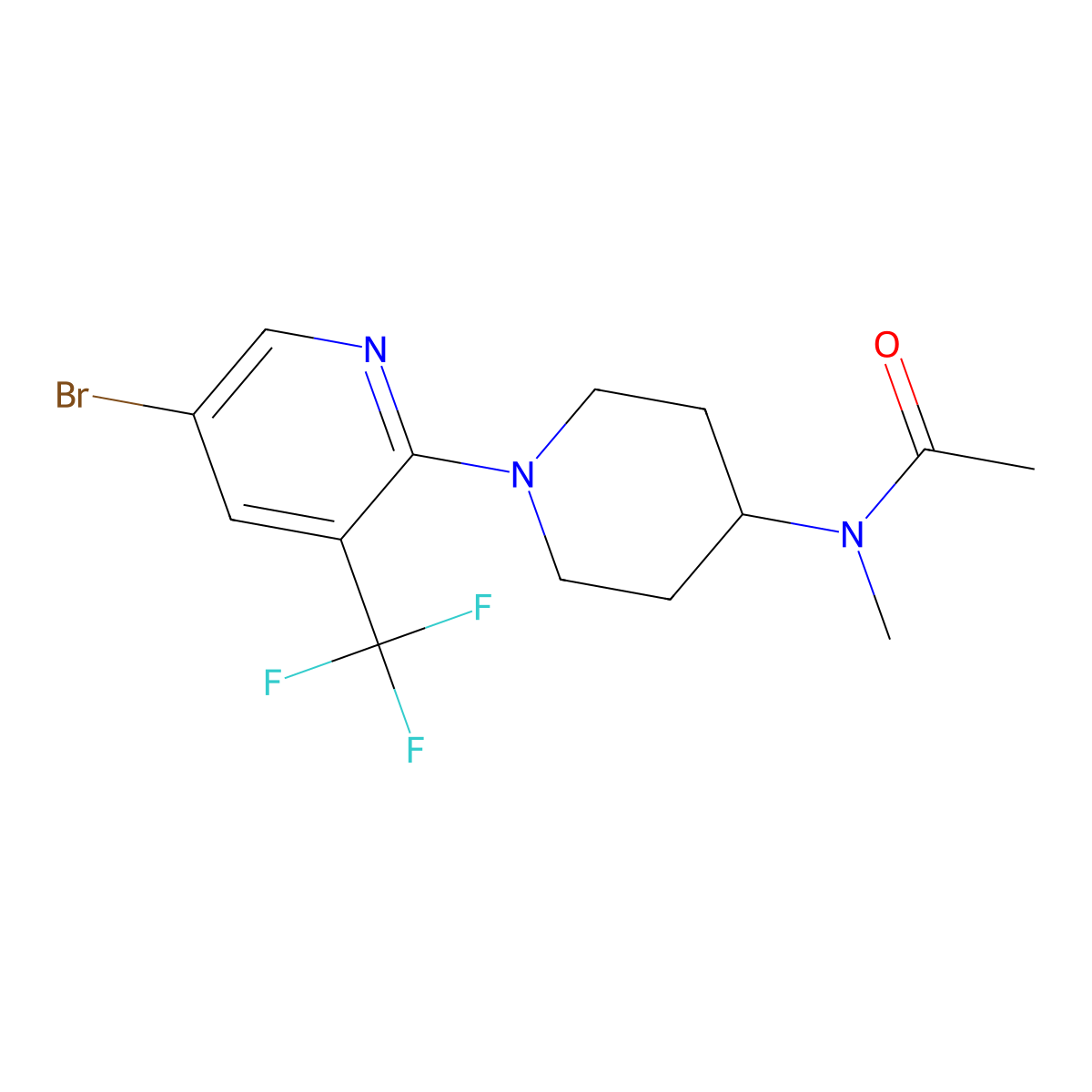 N-{1-[5-bromo-3-(trifluoromethyl)pyridin-2-yl]piperidin-4-yl}-N-methylacetamide molecular structure, CAS 3030778-74-3