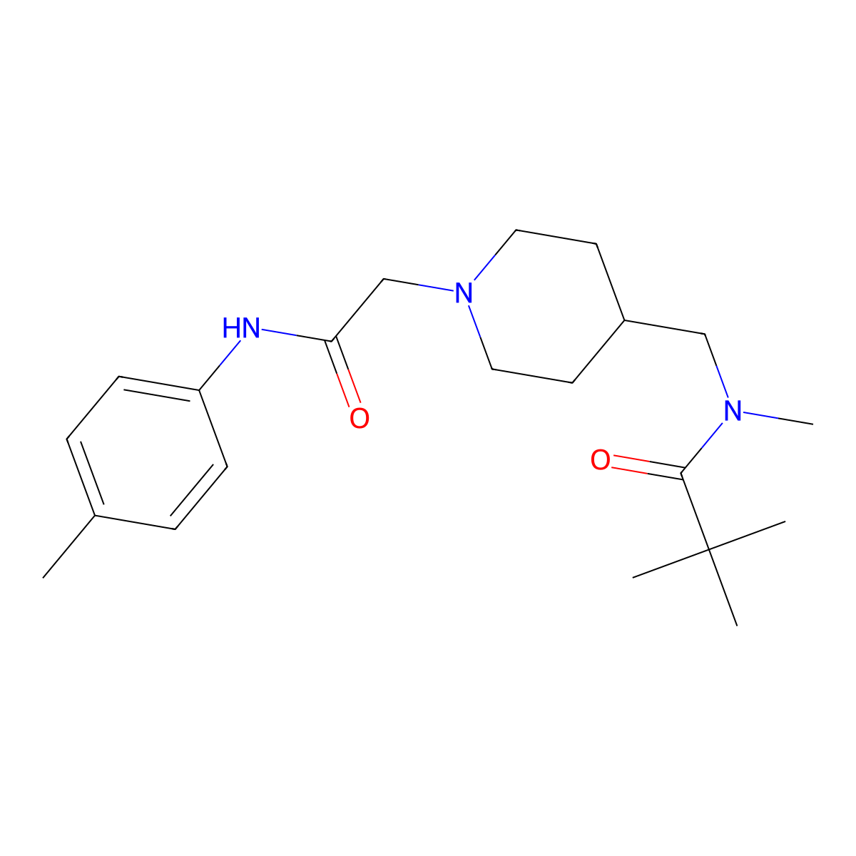 N,2,2-trimethyl-N-[(1-{[(4-methylphenyl)carbamoyl]methyl}piperidin-4-yl)methyl]propanamide molecular structure, CAS 3030778-76-5