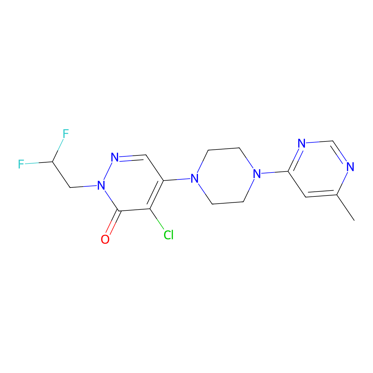 4-Chloro-2-(2,2-difluoroethyl)-5-[4-(6-methylpyrimidin-4-yl)piperazin-1-yl]-2,3-dihydropyridazin-3-one molecular structure, CAS 3030778-77-6