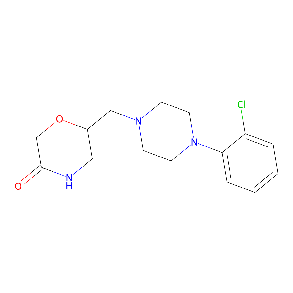 6-{[4-(2-Chlorophenyl)piperazin-1-yl]methyl}morpholin-3-one molecular structure, CAS 3030778-81-2