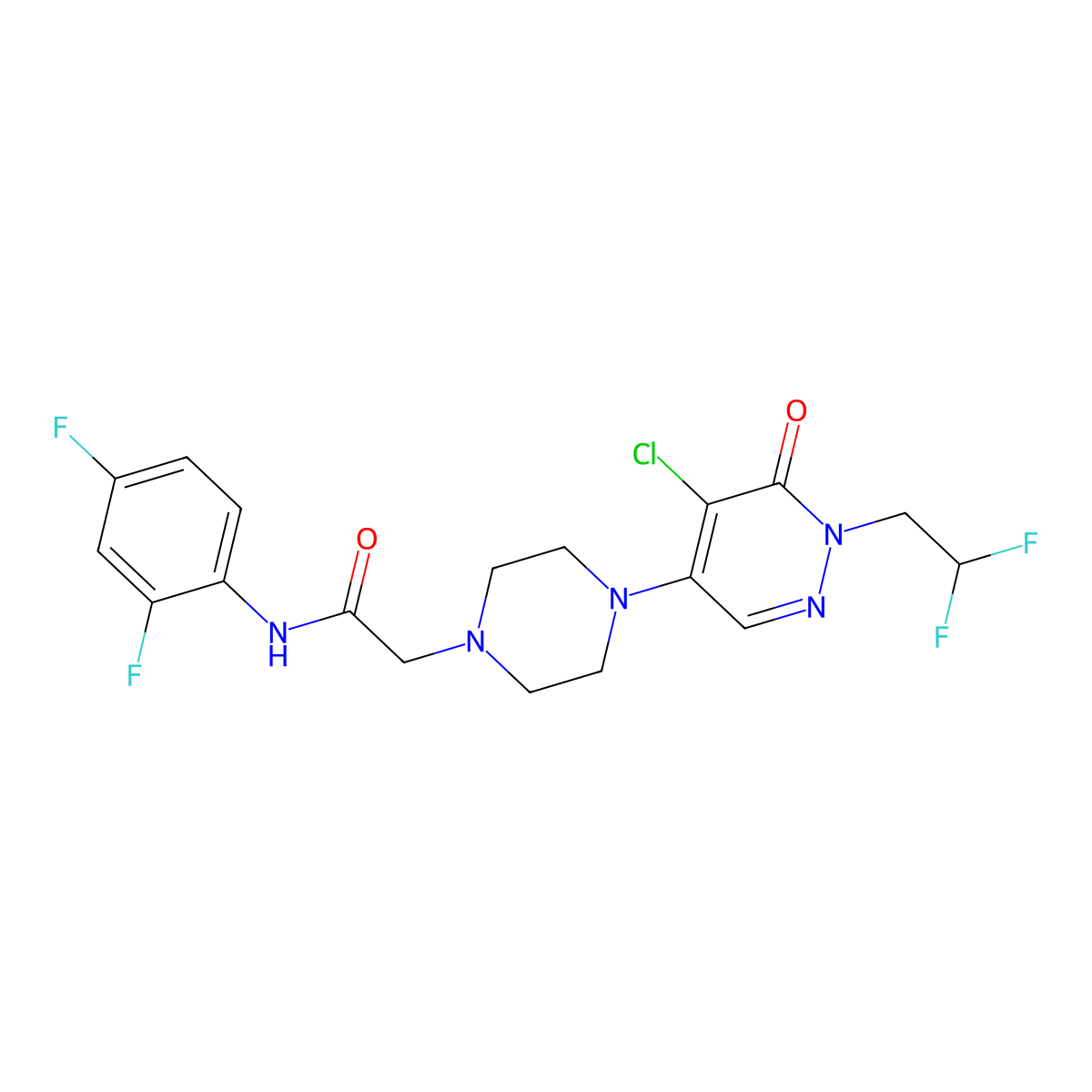 4-Chloro-2-(2,2-difluoroethyl)-5-[4-(4-methyl-1,3-thiazol-2-yl)piperazin-1-yl]-2,3-dihydropyridazin-3-one molecular structure, CAS 3030778-86-7