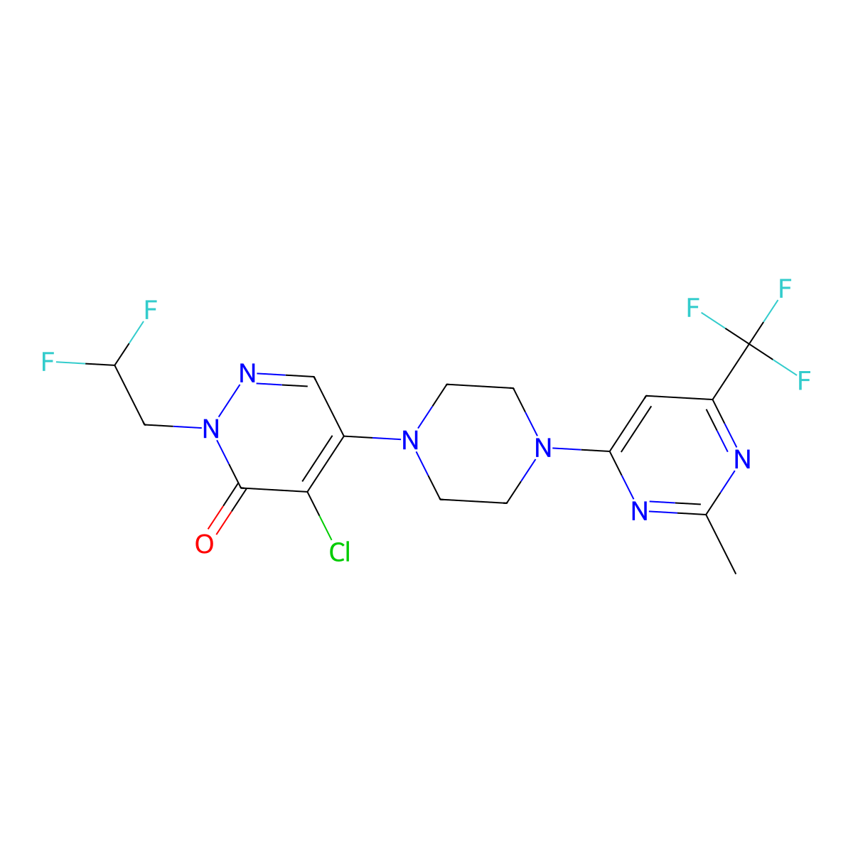 4-Chloro-2-(2,2-difluoroethyl)-5-{4-[2-methyl-6-(trifluoromethyl)pyrimidin-4-yl]piperazin-1-yl}-2,3-dihydropyridazin-3-one molecular structure, CAS 3030778-89-0