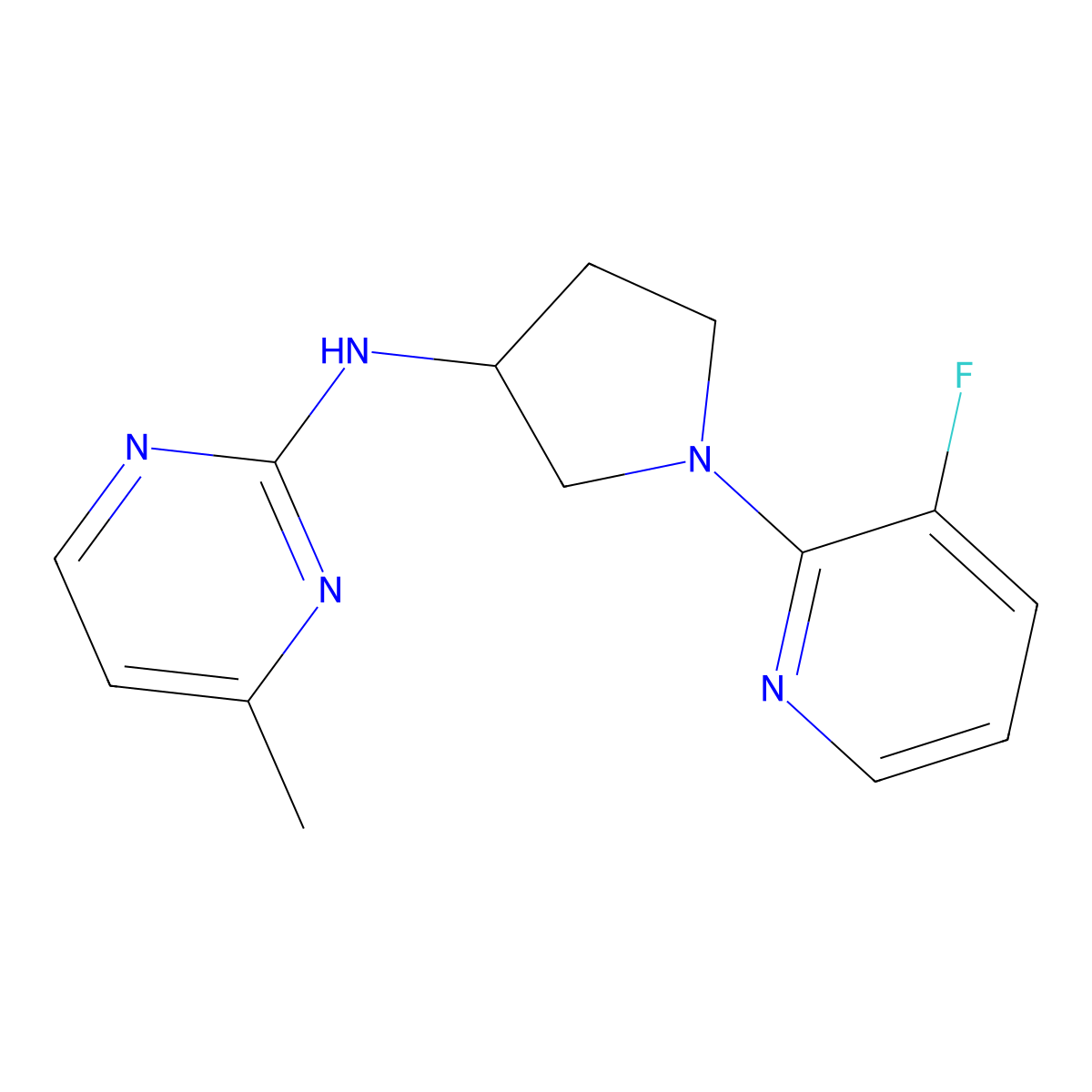 N-[1-(3-fluoropyridin-2-yl)pyrrolidin-3-yl]-4-methylpyrimidin-2-amine molecular structure, CAS 3030778-90-3
