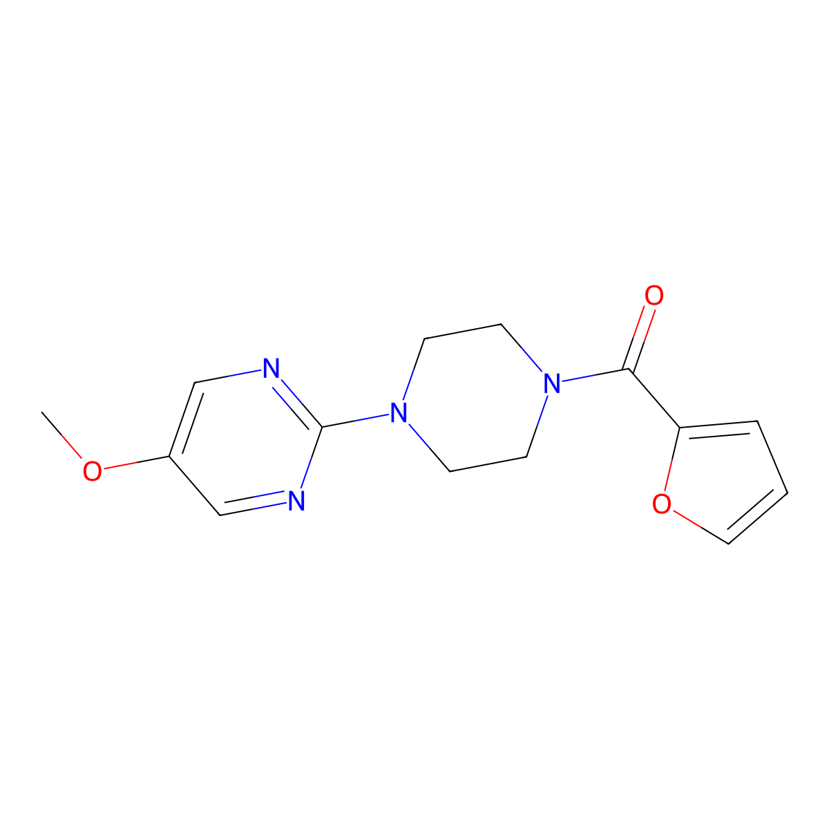 2-[4-(Furan-2-carbonyl)piperazin-1-yl]-5-methoxypyrimidine molecular structure, CAS 3030778-91-4
