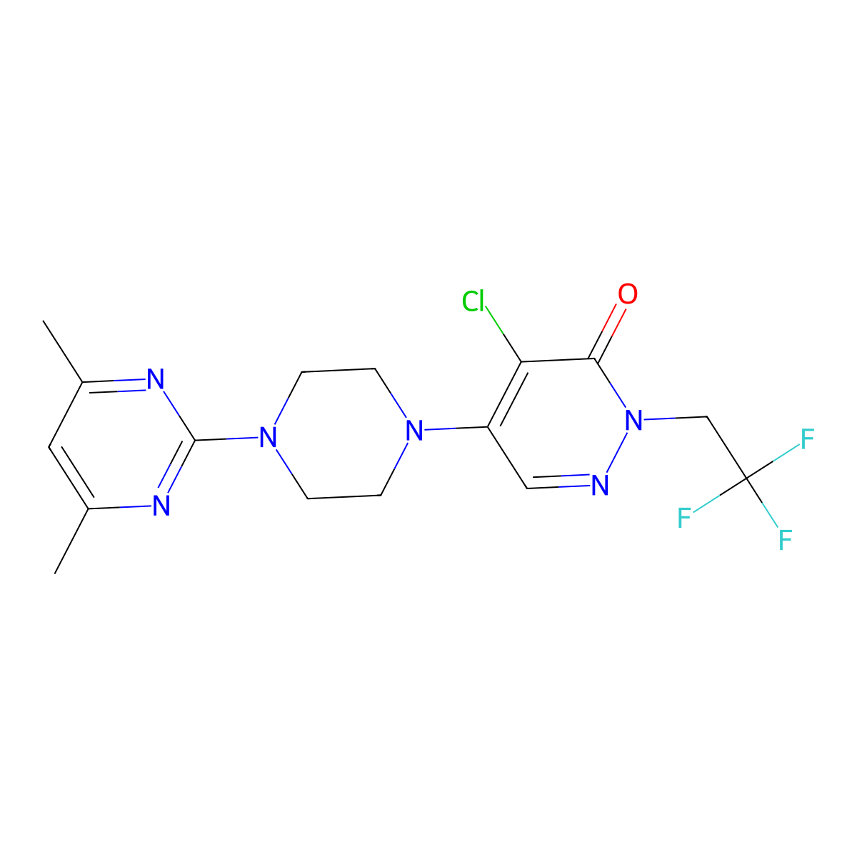 4-Chloro-5-[4-(4,6-dimethylpyrimidin-2-yl)piperazin-1-yl]-2-(2,2,2-trifluoroethyl)-2,3-dihydropyridazin-3-one molecular structure, CAS 3030778-92-5